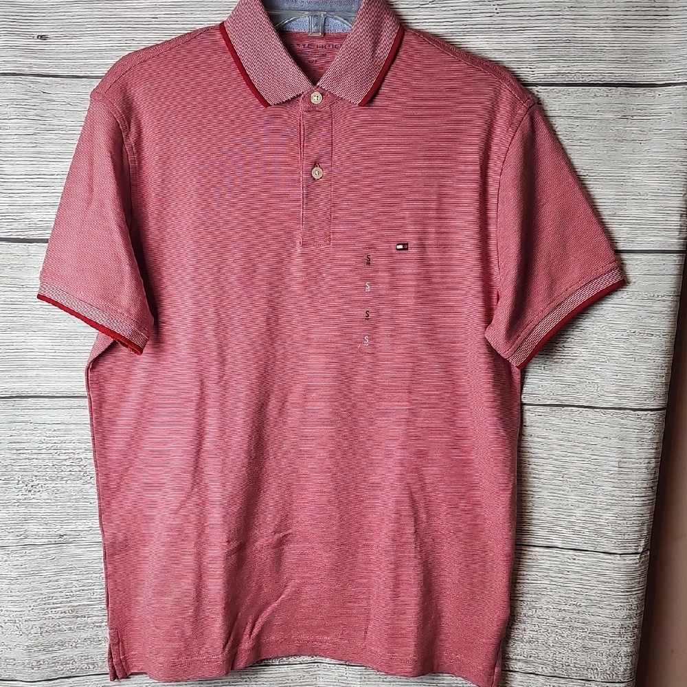 Tommy Hilfiger Men's Striped Red Polo Shirt